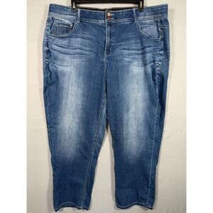 Lane Bryant Jean 26 Crop Tighter Tummy Tech Stretch Blue Jeans Women 52x27" R14"